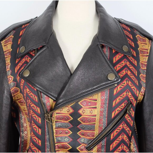 ETRO leather jacket 48 US 12 dragon embroidered black brocade - Picture 13 of 16